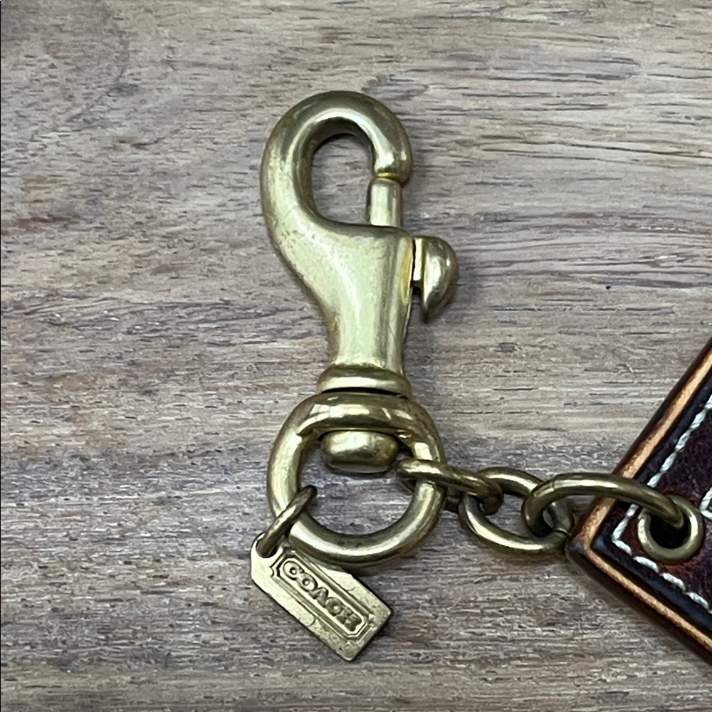 Coach Brown Leather Letter F Bag Charm - Picture 3 of 4